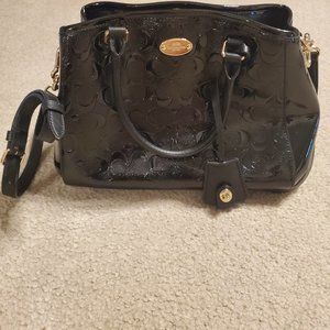 Coach black patent leather Margot handbag
